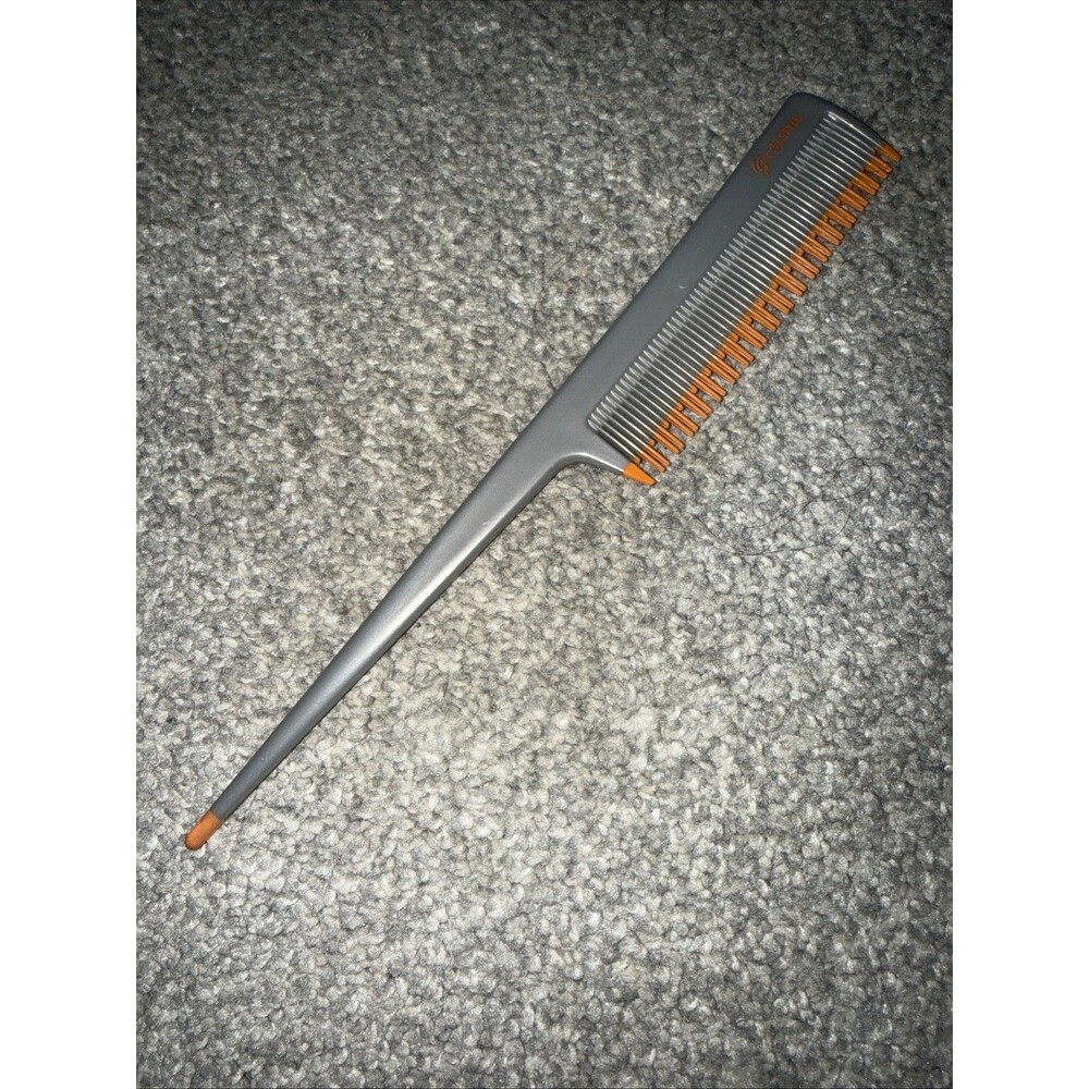 GOODY Unbreakable style Plastic 8" Orange grey Rat tail  Comb Retro USA